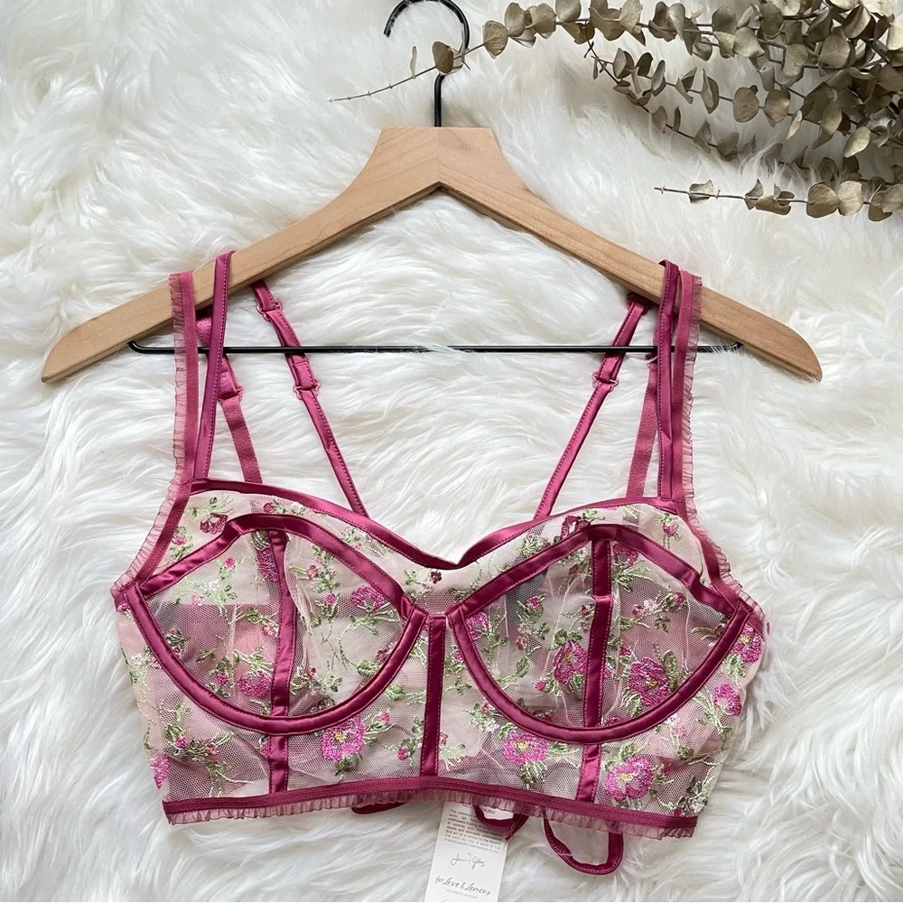 For Love & Lemons Camila Longline Bra Burgundy Medium NWT